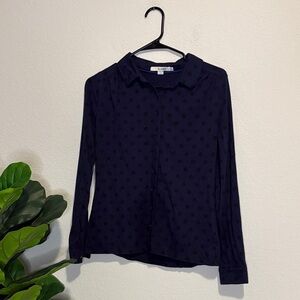 Boden Dark Blue black Polka Dot Button Down Shirt 6R